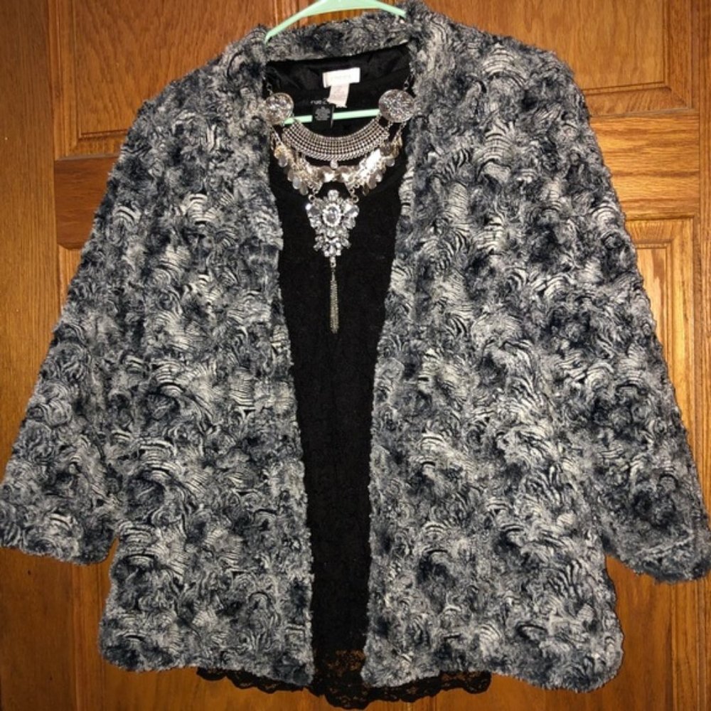 Chico’s Faux Fur Jacket Sz L - EUC
